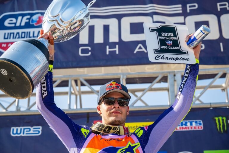 Jett Lawrence gana su segundo campeonato de motocross profesional en 450 en Unadilla.