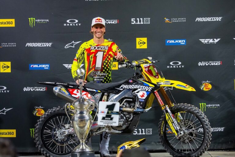Ken Roczen conquista su primer campeonato de Monster Energy Supercross en Salt Lake City a los 32 años de edad.